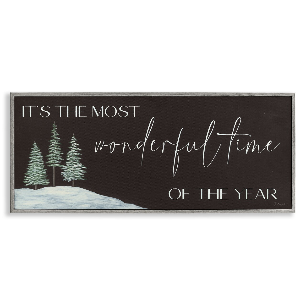 Stupell Industries Most Wonderful Time Holiday Phrase Framed Giclee Art